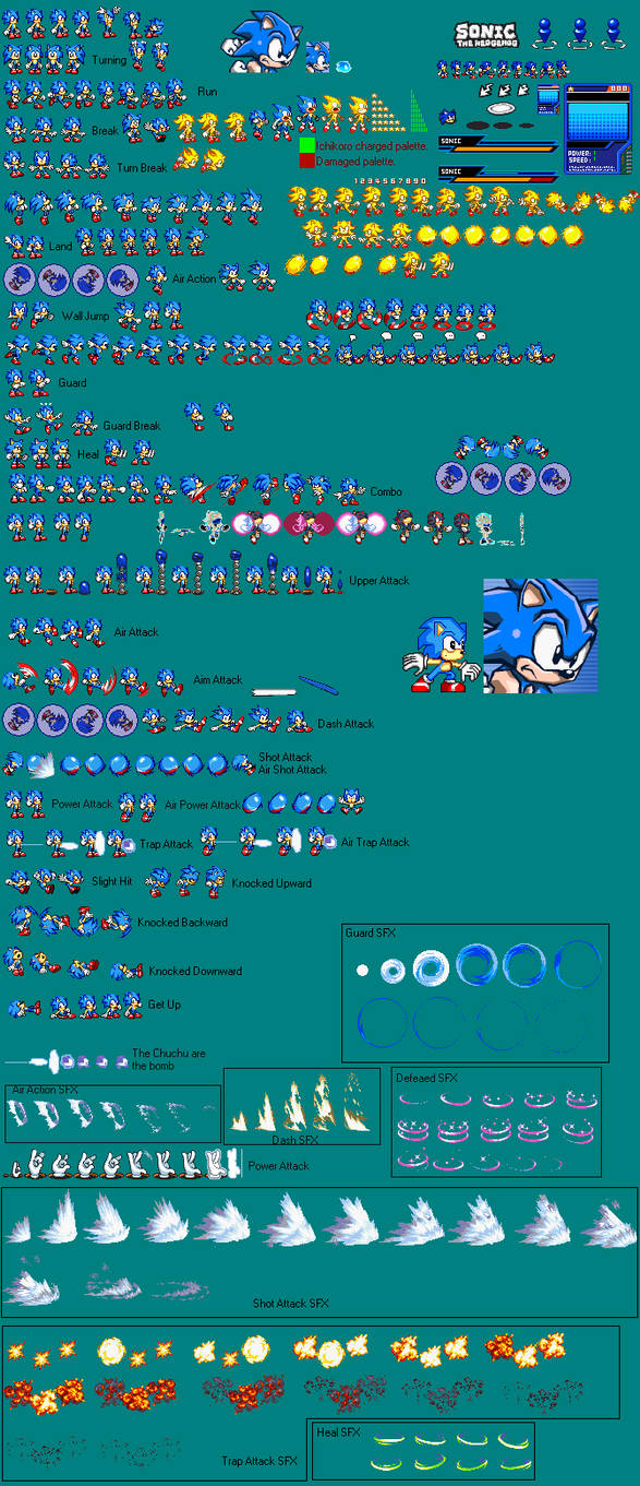 Advanced Classic Sonic sprite sheet (Battle style) by Bartulex24 on Advanced Classic Sonic sprite sheet (Battle style) by Bartulex24 on