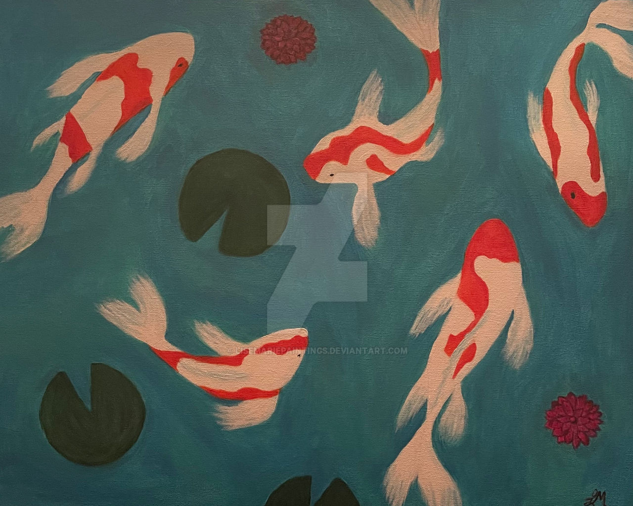 Koi Fish Pond Acrylic Painting By Lisemariepaintings On Deviantart Koi Fish Pond Acrylic Painting By Lisemariepaintings On Deviantart