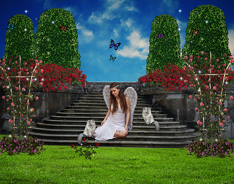 Angel-in-the-beautiful garden