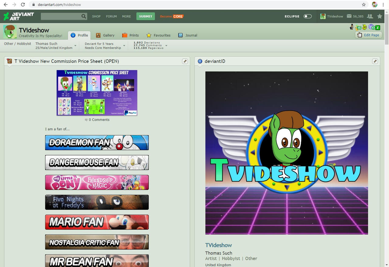 Old DeviantArt Page by TVideshow on DeviantArt