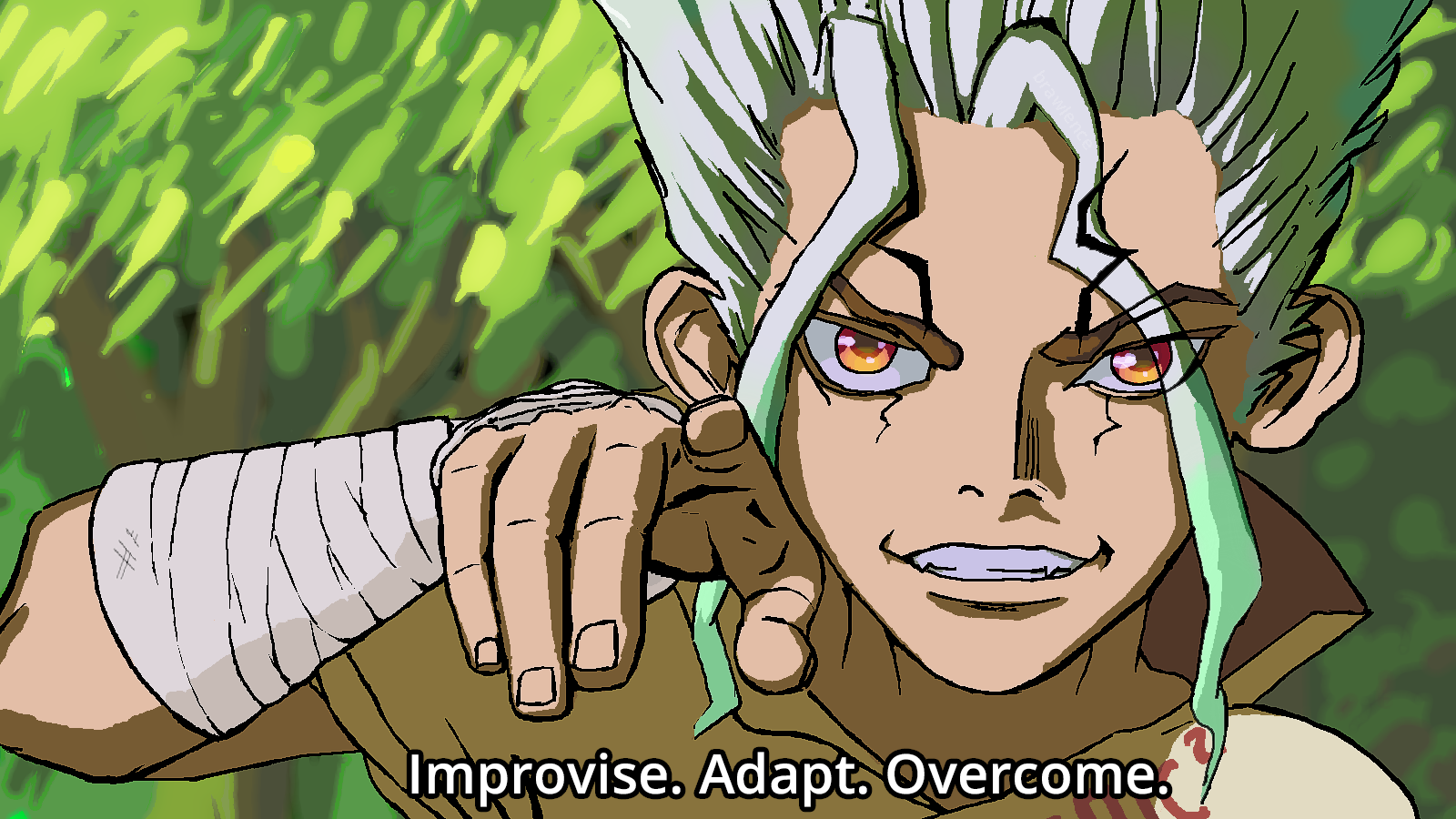 Senku doing the 'Improvise, Adapt, Overcome' meme by Viperys on DeviantArt Senku doing the 'Improvise, Adapt, Overcome' meme by Viperys on DeviantArt