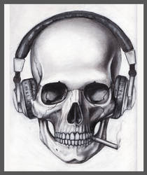 Skull Headphones Cigarette by pleasenojunkthanks