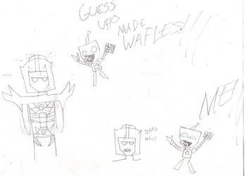 Overlord and gir sketch - Guess who made waffles!