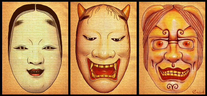 Japanese Noh Demon Masks
