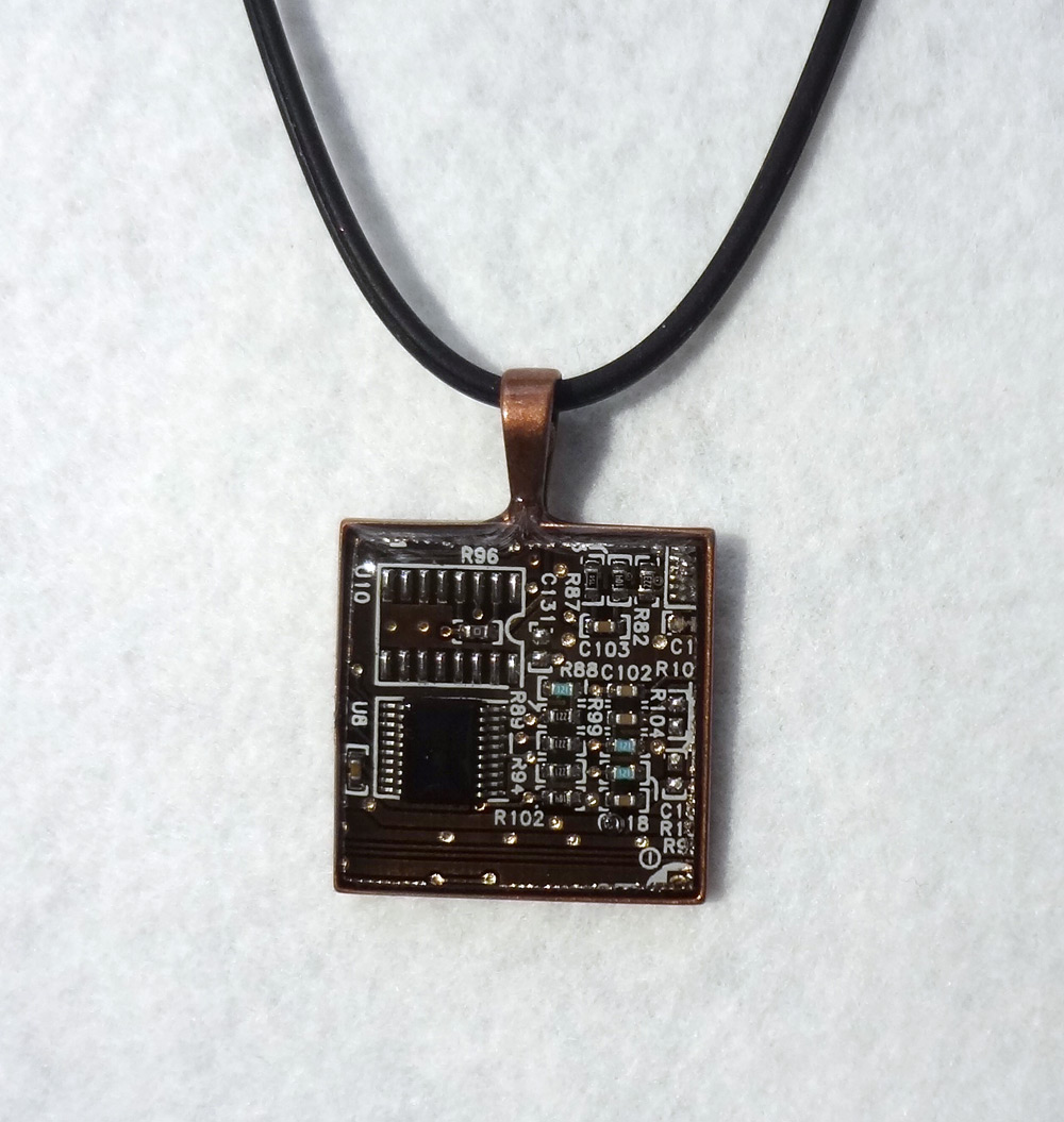 Dark brown circuit pendant 1