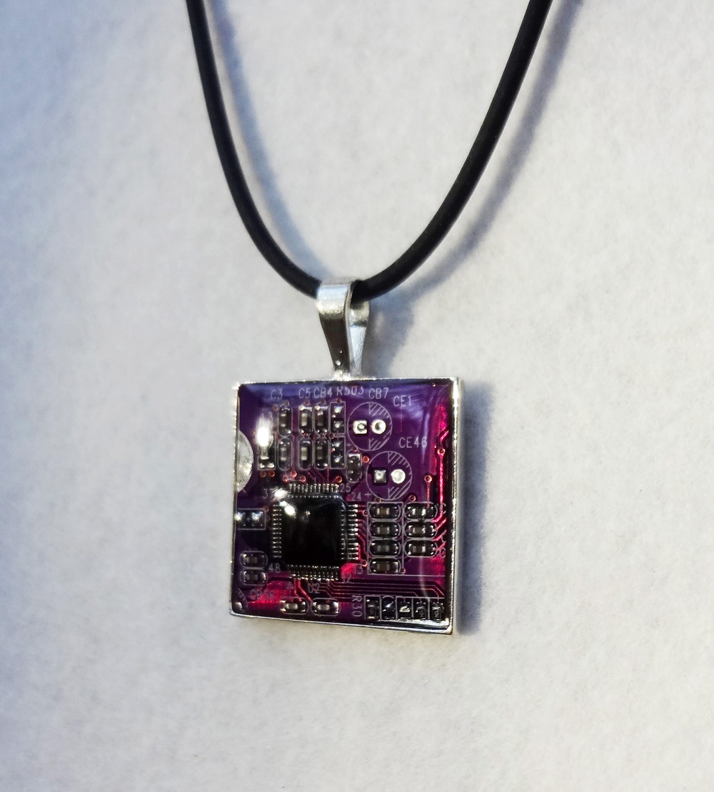 Purple circuit board pendant 2