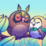 Pokemon - Hoothoot and Rowlet chilling