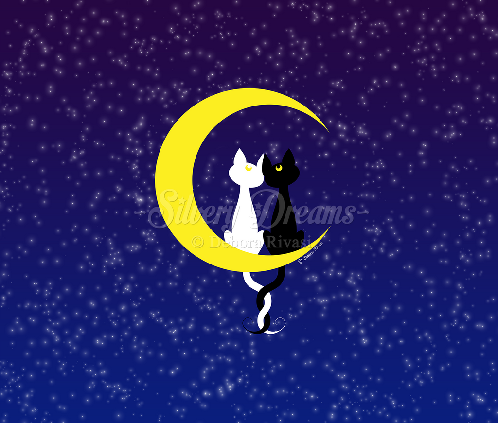 Cats in love on the moon - Luna and Artemis