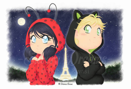 Chibi Marinette and Adrien