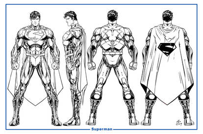 Superman Unchained Model Sheet B/W