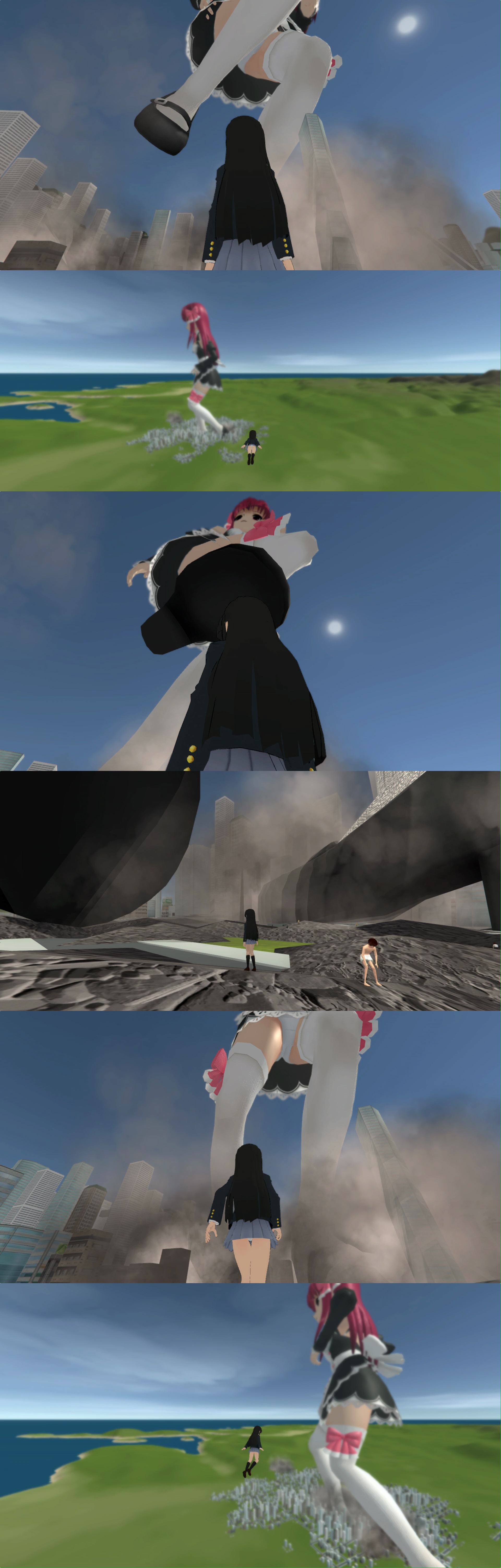 Some Screenshots of Sizebox MMD giantess game.