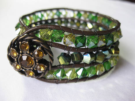 leather beaded upright bracelet