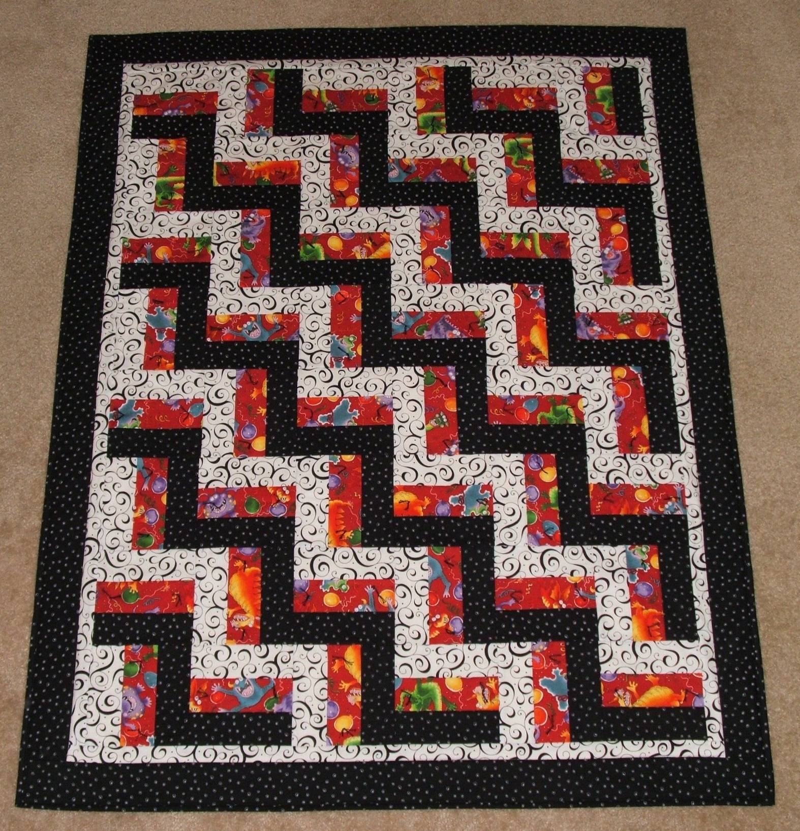 Monster Party Rail Fence Quilt