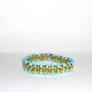 Gold and Turquoise Beaded Stretch Bracelet