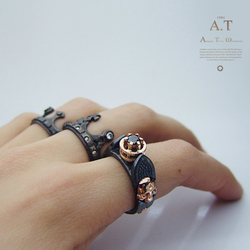 gothic skull gold/silver ring, Steampunk / Biomech