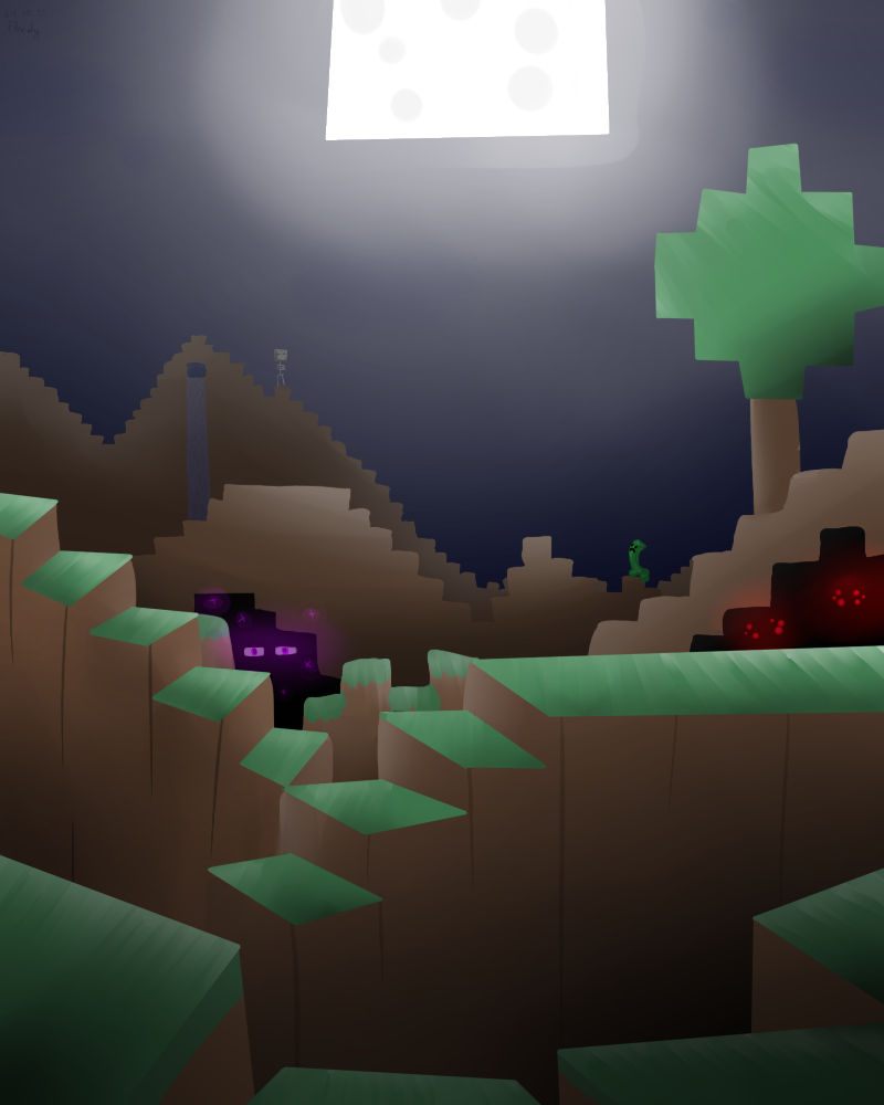 Minecraft night by flannyr on DeviantArt