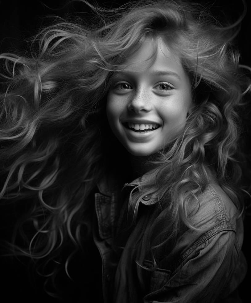 Smiling girl with hair in the wind by eolmedillo on DeviantArt