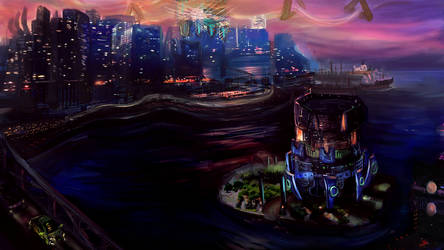 Haven Harbour and City - matte painting