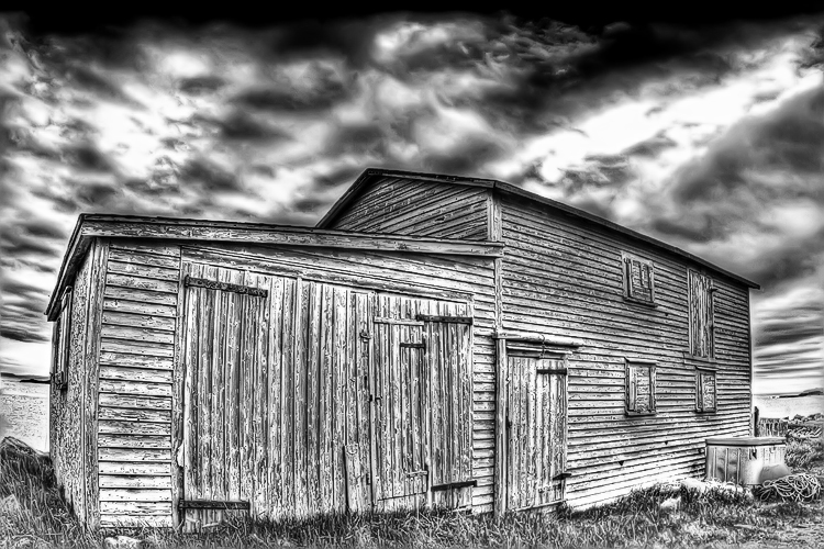 Seaside Barn HDR B and W