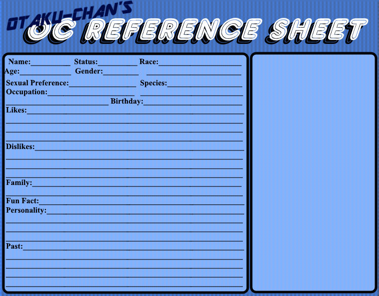 Oc Reading Reference Otaku-chan's OC Reference Sheet by OtakuCandy on DeviantArt