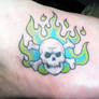 Skull Head on Fire of Green