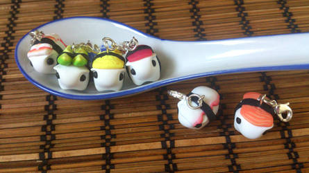 Tiny sushi piggies in a spoon