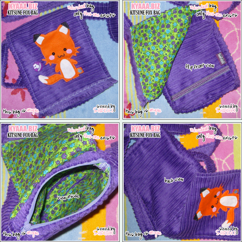 Fox Bag - Purple Green Flowers