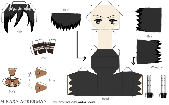 Mikasa Ackerman papercraft template