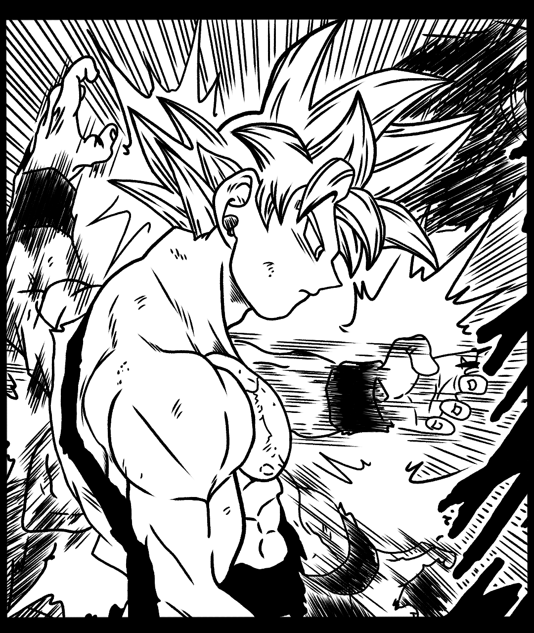 Mui Goku Black and White Manga Panel Artwork (2) | Poster