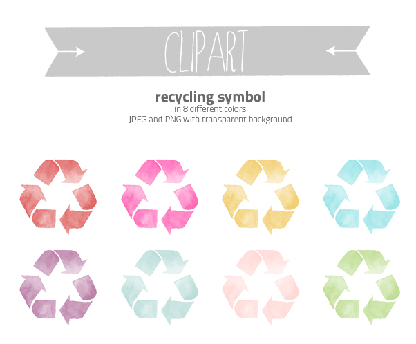 clipart watercolor recycling symbol