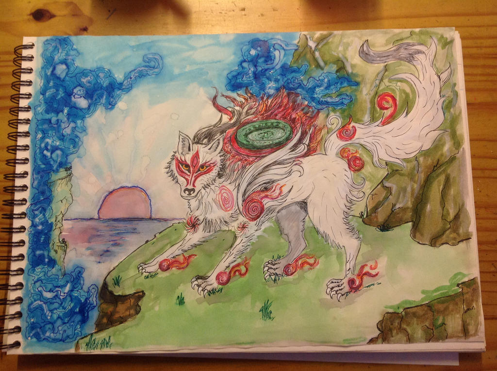 Okami style wolf by GrnDrgn on DeviantArt
