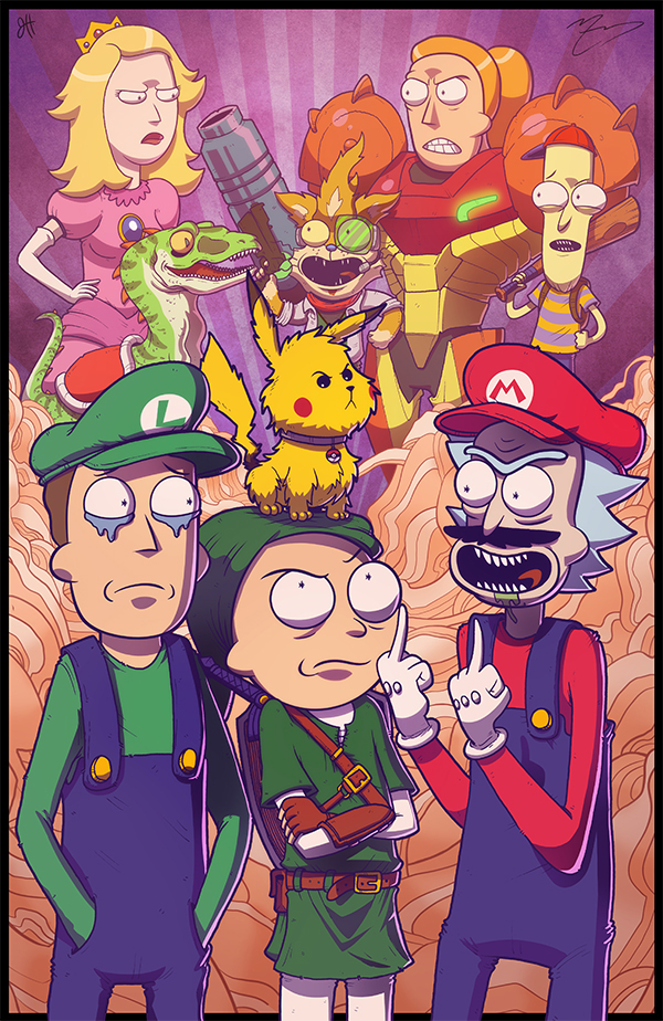 COLLAB PRINT - Rick and Morty Meet Smash Bros