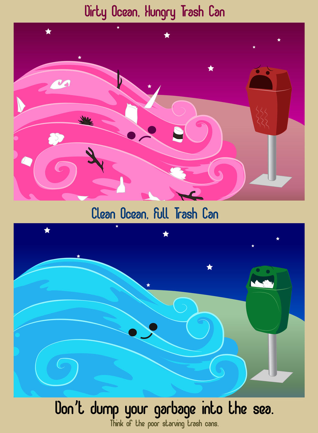 Poster: The Ocean N The Trash Can by Chocoreaper