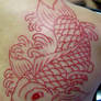 Red outline koy tattoo
