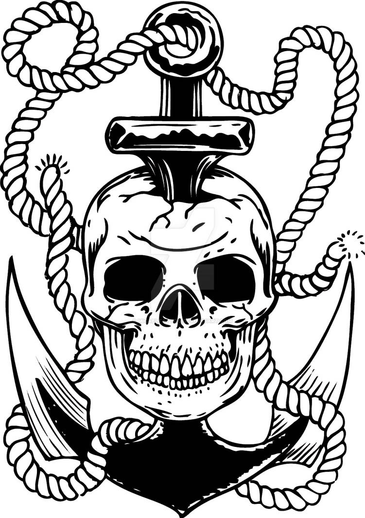 Skull and Anchor Tattoo Flash by micaeltattoo on DeviantArt
