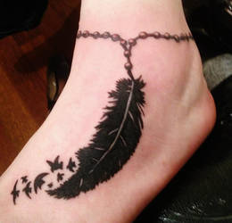 feather foot tattoo by ShaunaDZB