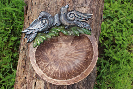 Huginn and Muninn - Handmade Wooden Ritual Bowl