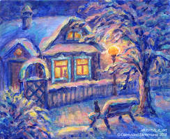 Winter house with cats