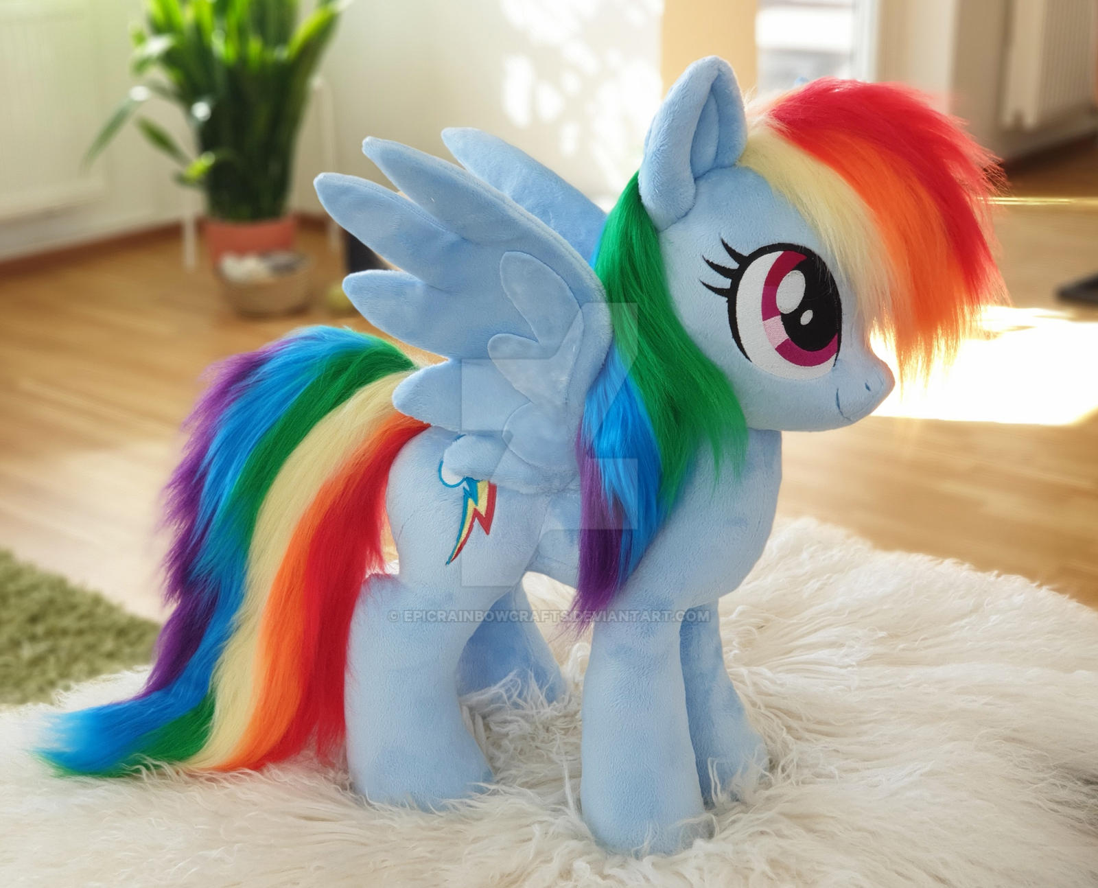 Large size Rainbow Dash with faux fur by Epicrainbowcrafts on