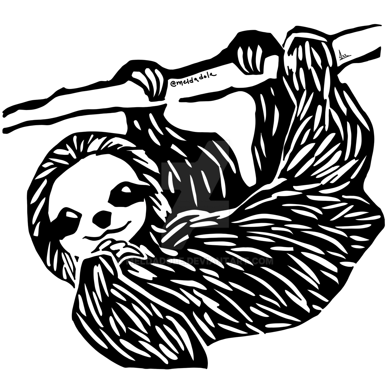 Sloth Linocut by MeldaDole on DeviantArt
