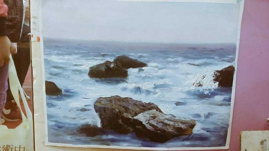 Rock and Sea Oil painting