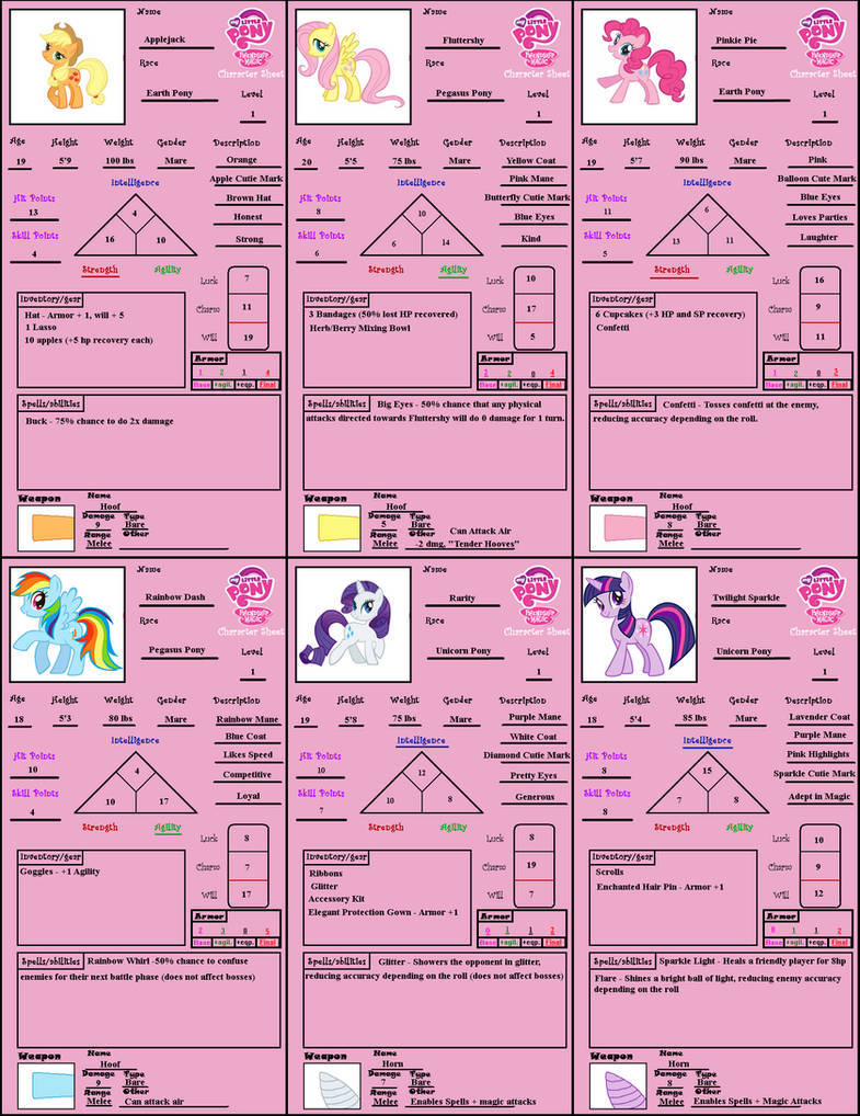 MLP - Character Sheets by Tornado5000170 on DeviantArt