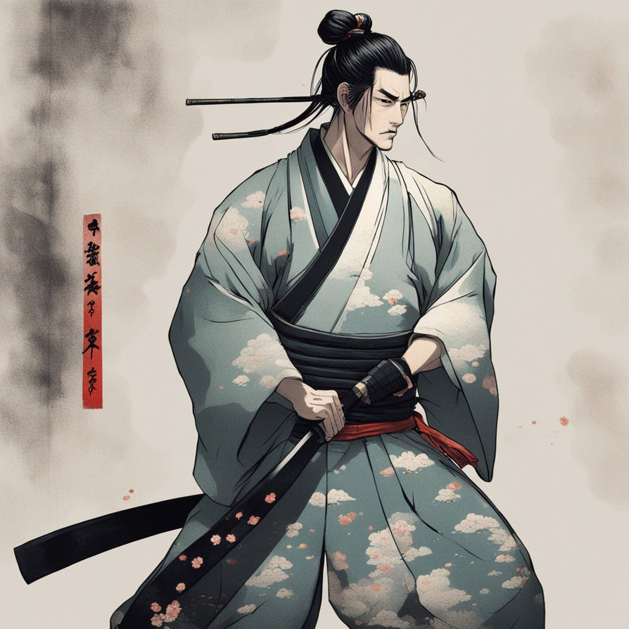 Samurai Dressed In A Hakama With A Long Ponytail by dukeskunk on DeviantArt