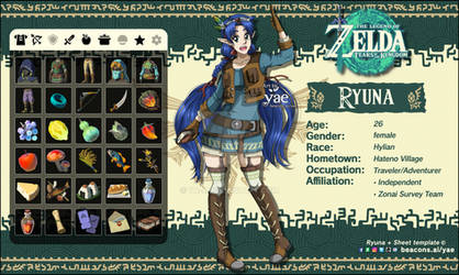 [Zelda - Tears of the Kingdom] NEW Ryuna OC SHEET by Ya-e