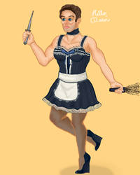 Pin up style maid castiel redraw