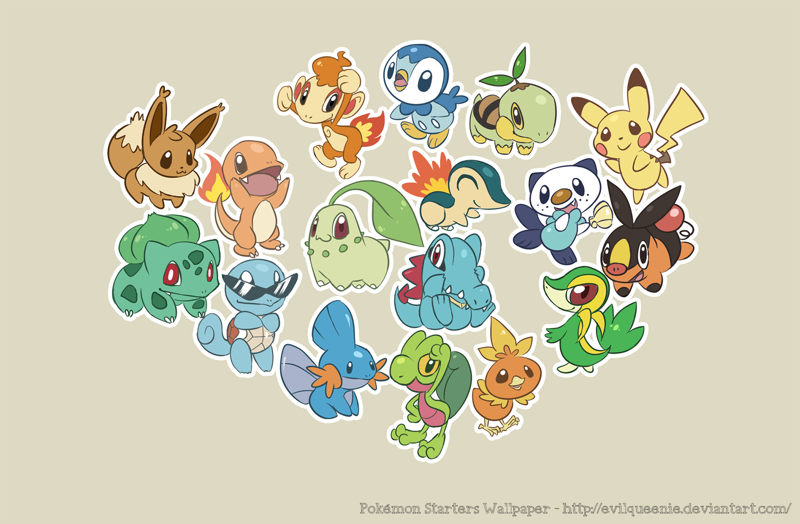 Pokemon Starters Wallpaper by EvilQueenie on DeviantArt