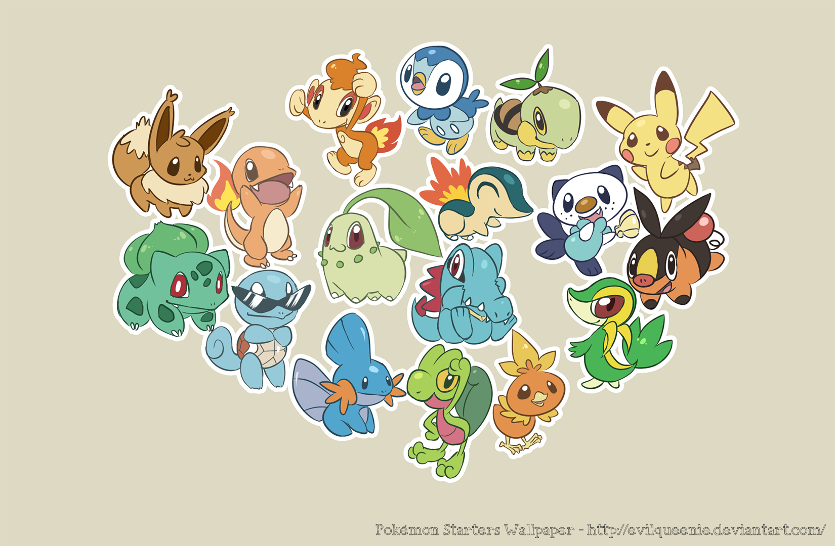 Pokemon Starters Wallpaper by EvilQueenie on DeviantArt Pokemon Starters Wallpaper by EvilQueenie on DeviantArt