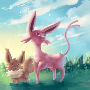 Morning sun - Espeon and Eevee