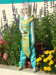 blueyellow asian dragon outfit