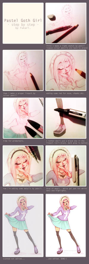 pastel goth girl - step by step